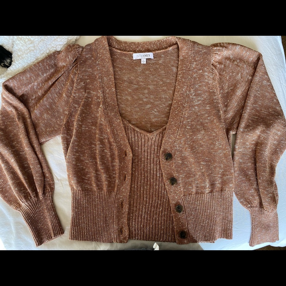Intermix copper crop tank and sweater